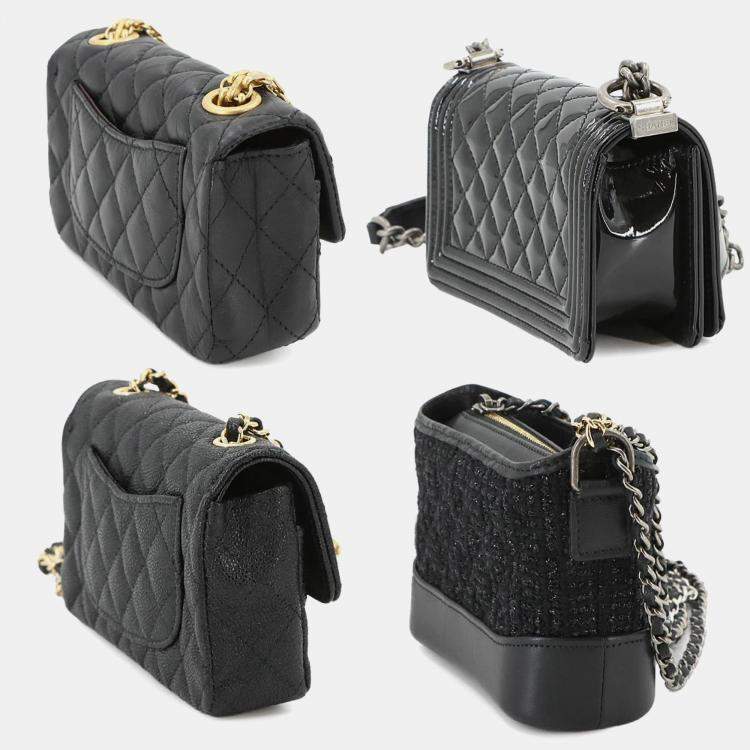 Pre Owned Chanel Success Story Black Set Of 4 Mini Bags With Quilted Trunk