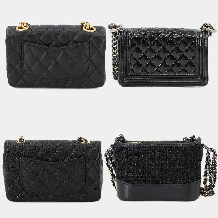 Pre Owned Chanel Success Story Black Set Of 4 Mini Bags With Quilted Trunk