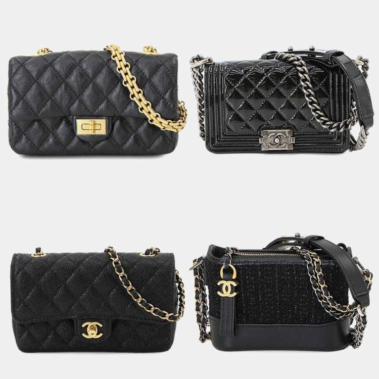 Pre Owned Chanel Success Story Black Set Of 4 Mini Bags With Quilted Trunk