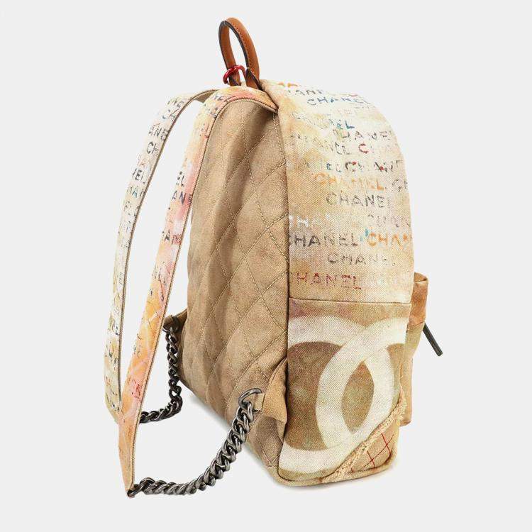 Pre Owned Chanel Act II Graffiti Multicolor Canvas Leather Backpack