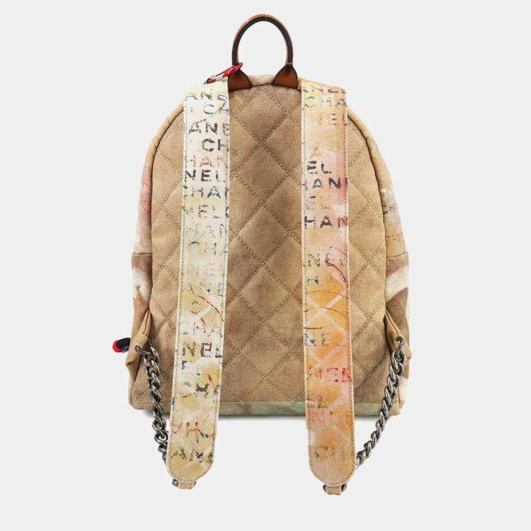 Pre Owned Chanel Act II Graffiti Multicolor Canvas Leather Backpack