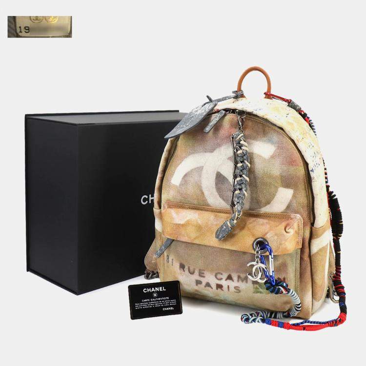 Pre Owned Chanel Act II Graffiti Multicolor Canvas Leather Backpack