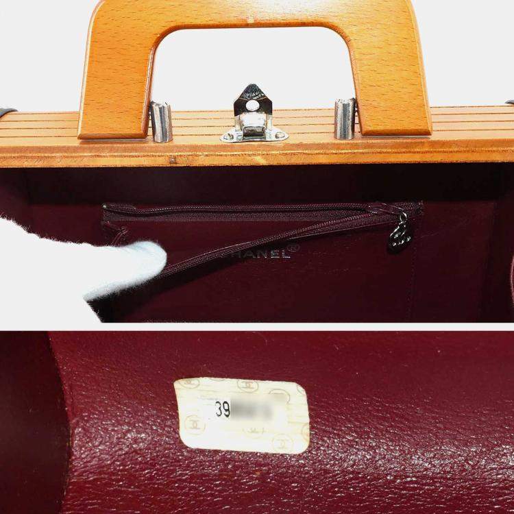 Pre Owned Chanel Wood Brown/Black Leather Vanity Handbag