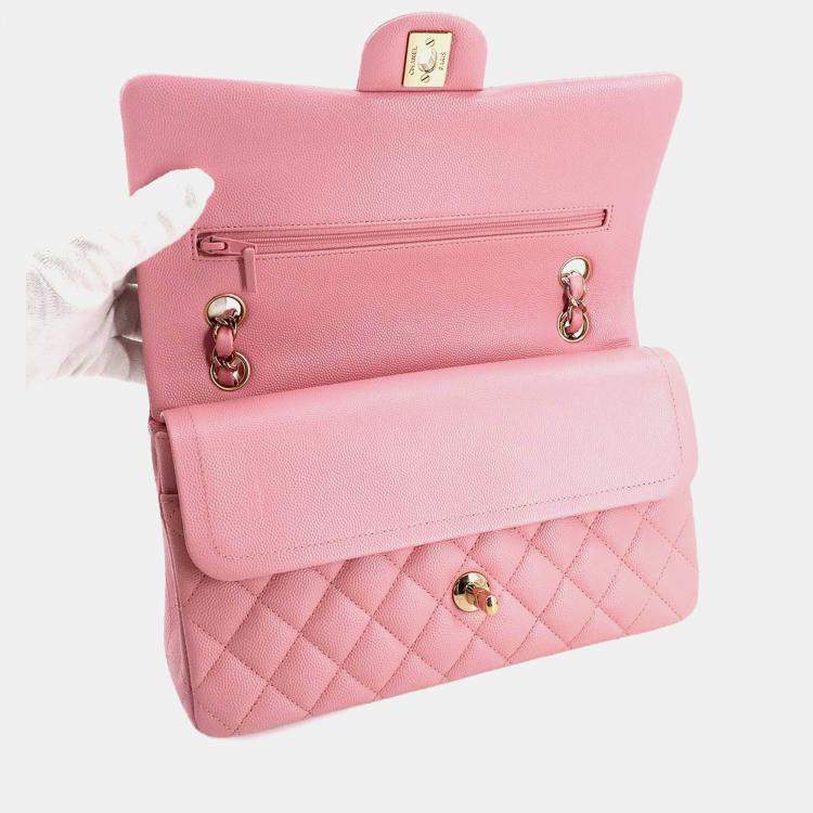 مملوكة مسبقًا Chanel Classic Double Flap Pink Caviar Leather Chain Shoulder Bag