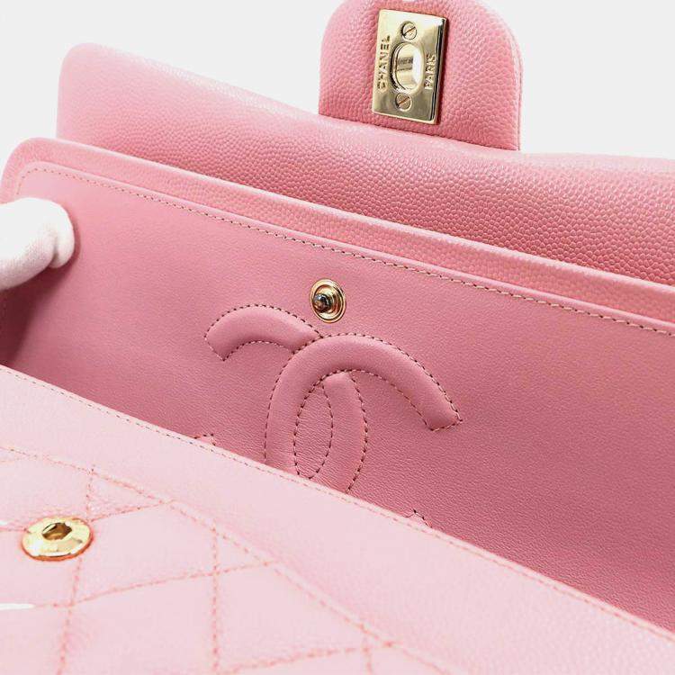 مملوكة مسبقًا Chanel Classic Double Flap Pink Caviar Leather Chain Shoulder Bag