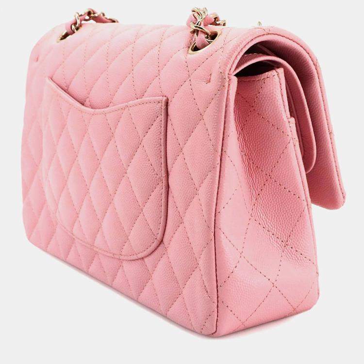 مملوكة مسبقًا Chanel Classic Double Flap Pink Caviar Leather Chain Shoulder Bag