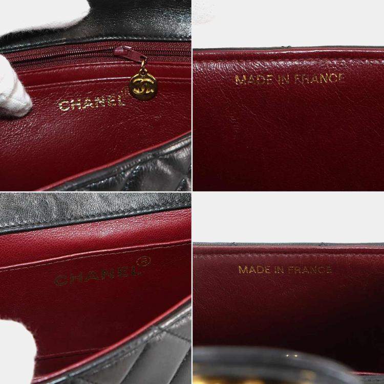 Pre Owned Chanel Vintage Twin Flap Set Black Leather Handbags