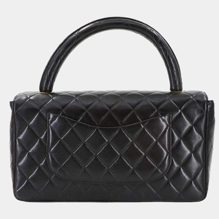 Pre Owned Chanel Vintage Twin Flap Set Black Leather Handbags