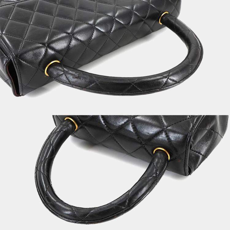 Pre Owned Chanel Vintage Twin Flap Set Black Leather Handbags