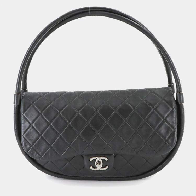 Pre Owned Chanel Hula Hoop Black Lambskin Handbag
