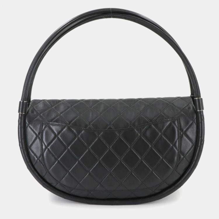 Pre Owned Chanel Hula Hoop Black Lambskin Handbag