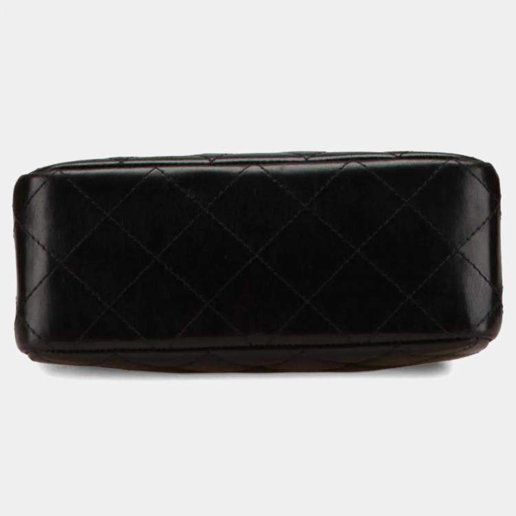 Pre Owned Chanel Matelasse Coco Mark Mini Black Lambskin Leather Mini Bag