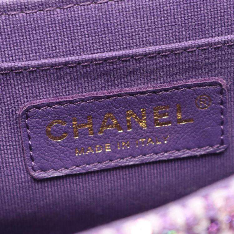 Pre Owned Chanel Matelasse Purple Fabric Top Handle Bag
