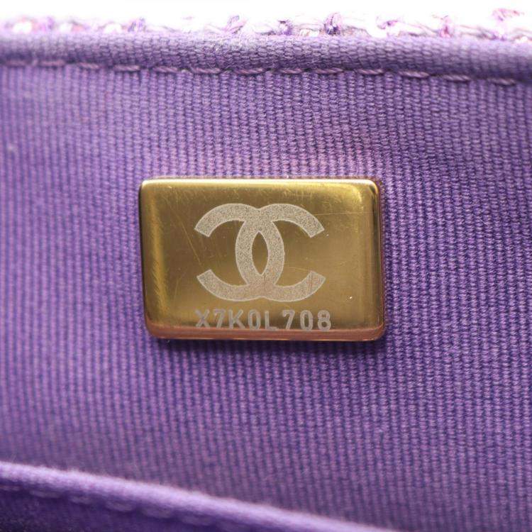 Pre Owned Chanel Matelasse Purple Fabric Top Handle Bag