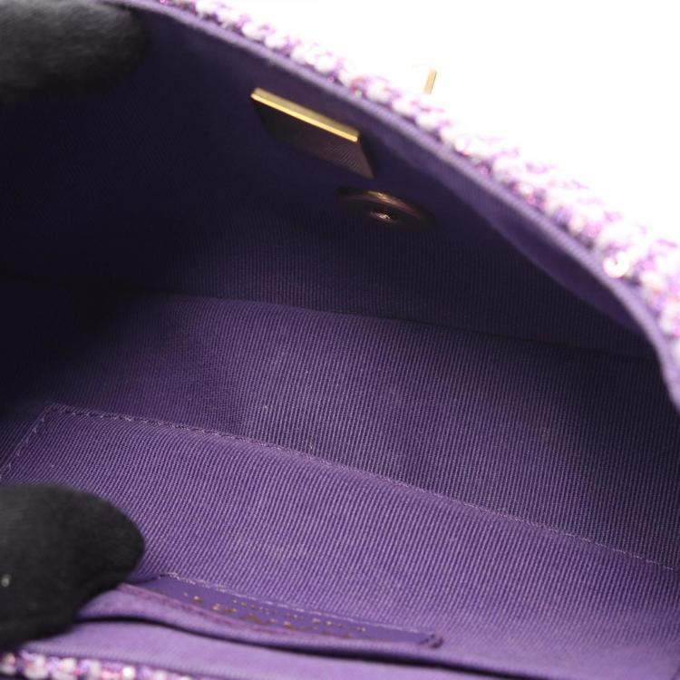 Pre Owned Chanel Matelasse Purple Fabric Top Handle Bag