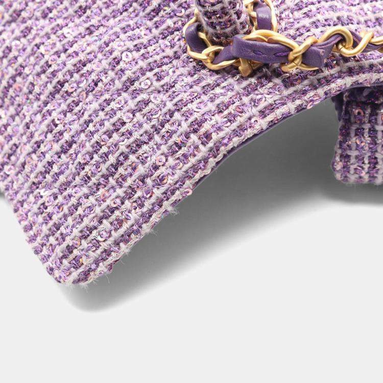 Pre Owned Chanel Matelasse Purple Fabric Top Handle Bag