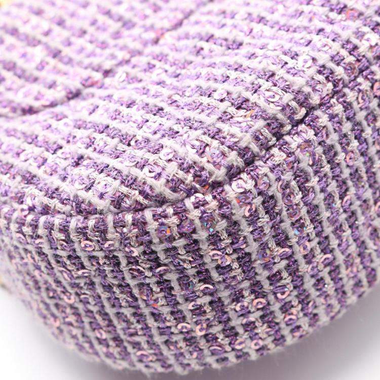 Pre Owned Chanel Matelasse Purple Fabric Top Handle Bag