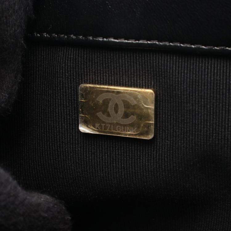 Pre Owned Chanel Coco Mark Black Lambskin Leather Shoulder Bag