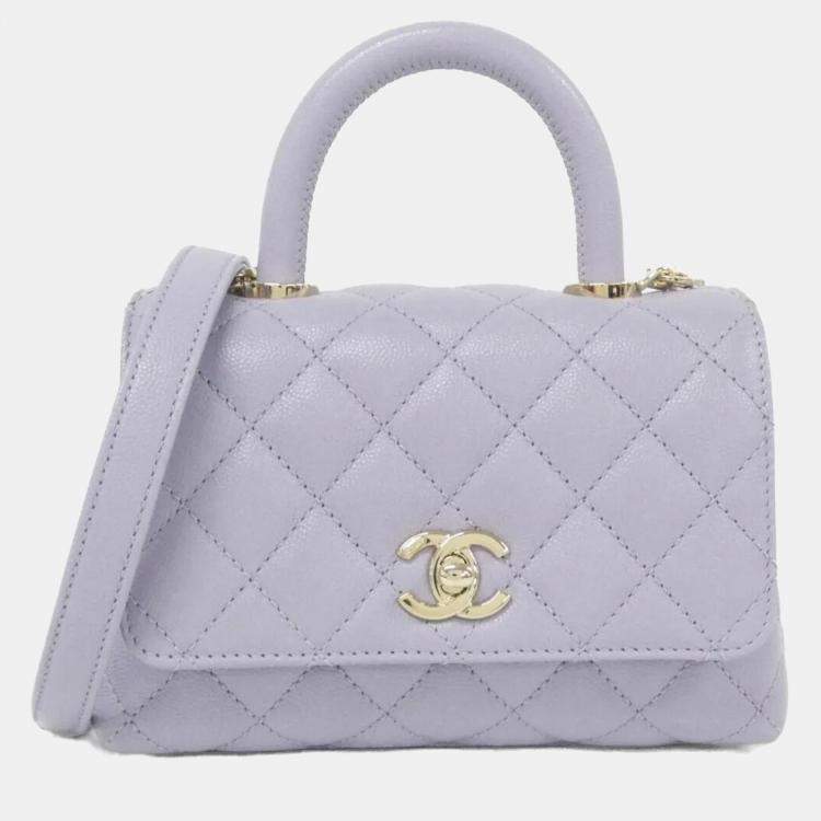 Pre Owned Chanel Purple Calf Handbag