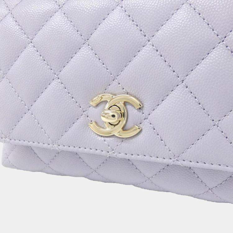 Pre Owned Chanel Purple Calf Handbag