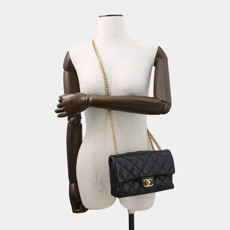 Pre Owned Chanel Chain Shoulder Bag Matelasse Coco Mark Lambskin