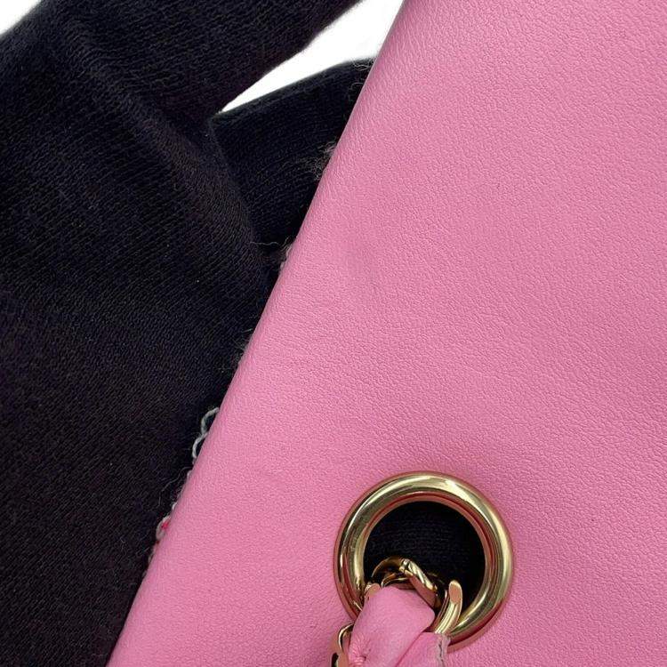 Pre Owned Chanel Pink Tweed Chain Shoulder Bag