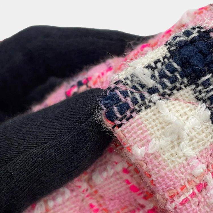 Pre Owned Chanel Pink Tweed Chain Shoulder Bag