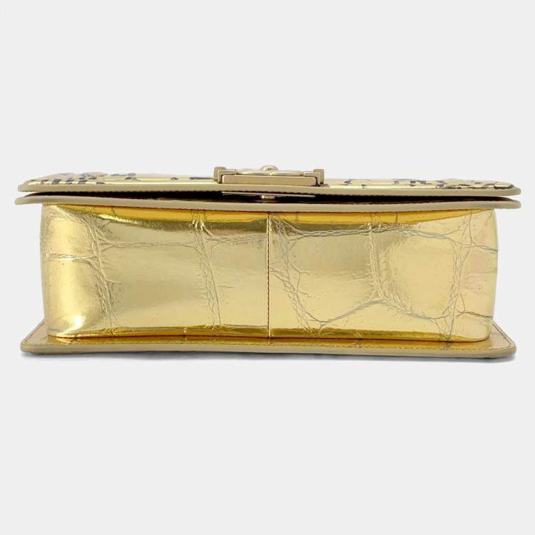 Pre Owned Chanel Chain Shoulder Bag Boy Embossed Leather Coco Mark