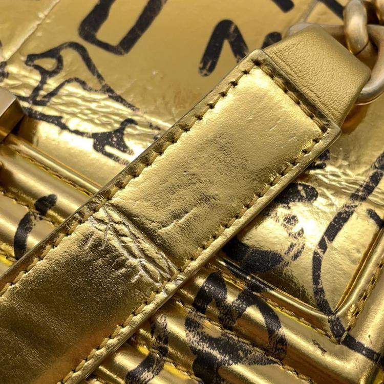 Pre Owned Chanel Chain Shoulder Bag Boy Embossed Leather Coco Mark