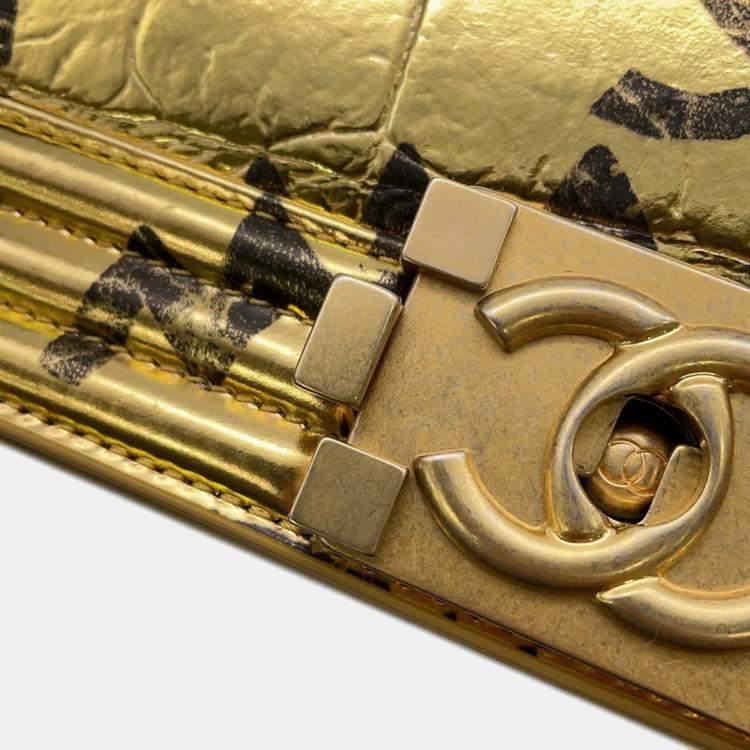 Pre Owned Chanel Chain Shoulder Bag Boy Embossed Leather Coco Mark