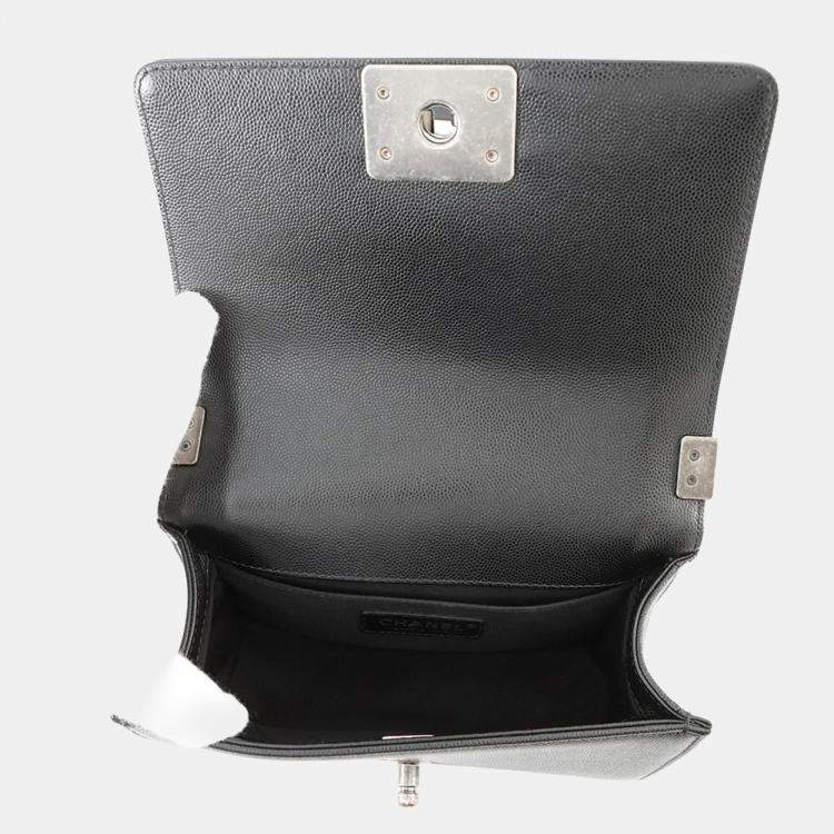 Pre Owned Chanel Chain Shoulder Bag Matelasse Coco Mark Boy Small Black