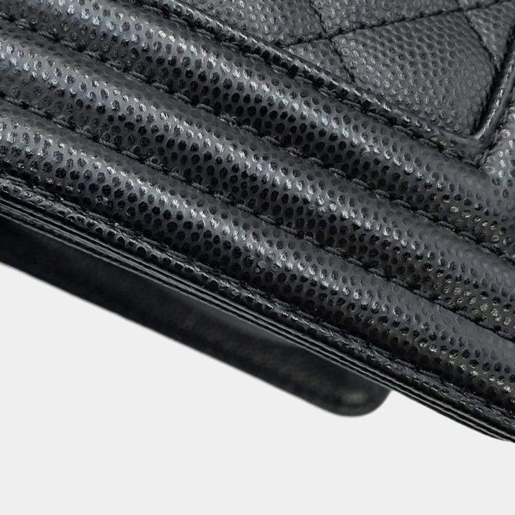 Pre Owned Chanel Chain Shoulder Bag Matelasse Coco Mark Boy Small Black