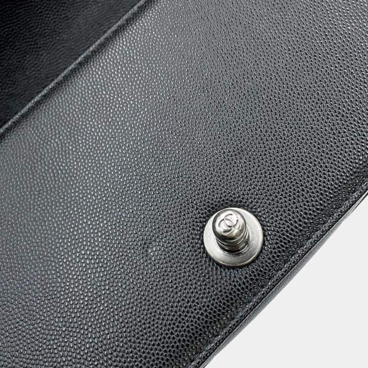 Pre Owned Chanel Chain Shoulder Bag Matelasse Coco Mark Boy Small Black