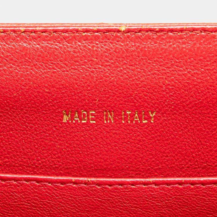 Pre Owned Chanel Coco Mark Red Grained Calfskin Leather Shoulder Bag