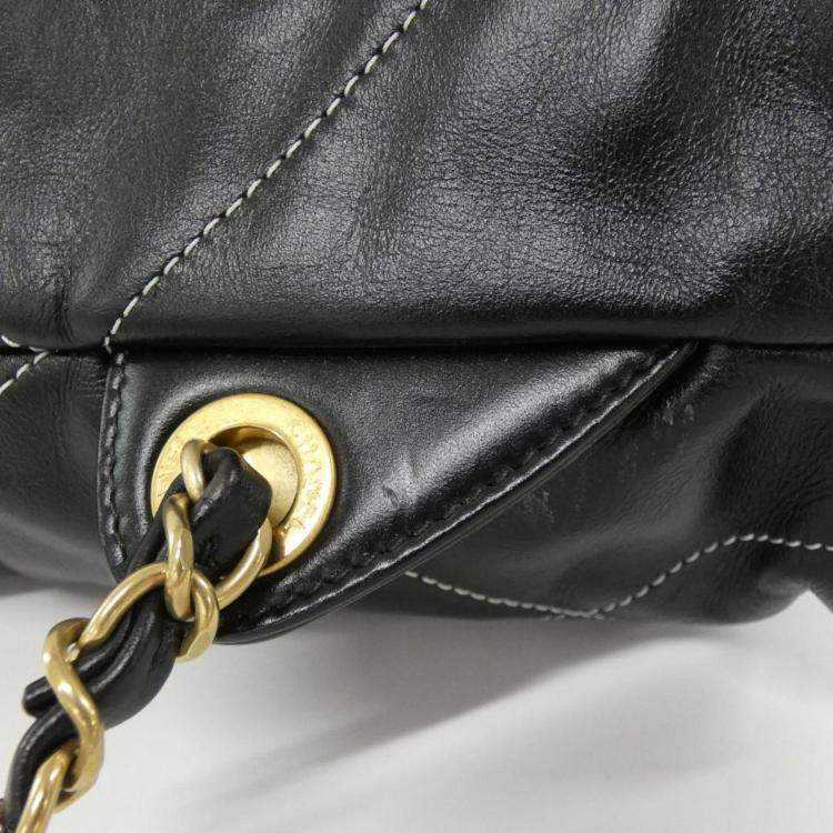 Pre Owned Chanel 22 Black Calfskin Leather Backpack