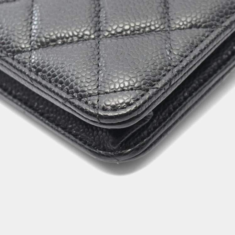 Pre Owned Chanel Matelasse Black Caviar Leather Shoulder Bag