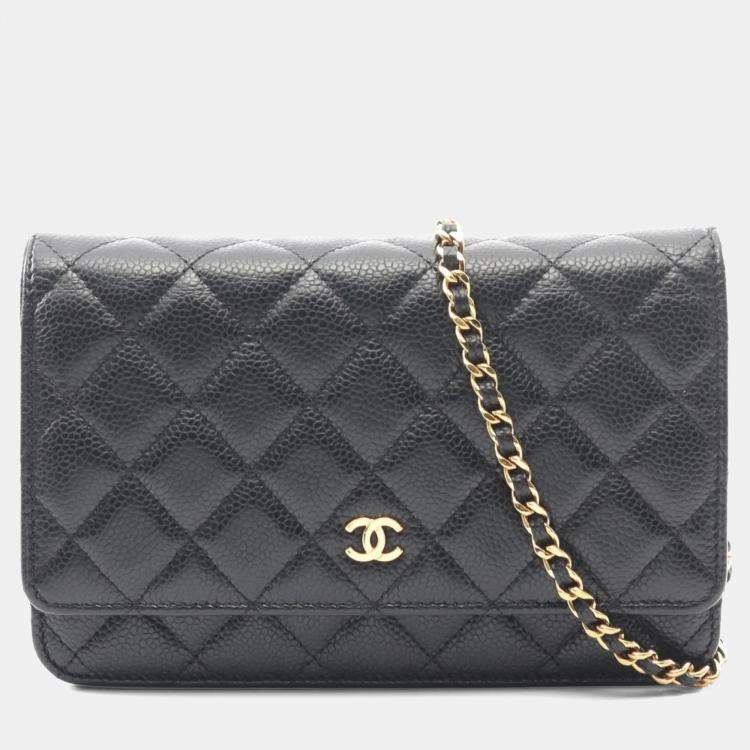 Pre Owned Chanel Matelasse Black Caviar Leather Shoulder Bag