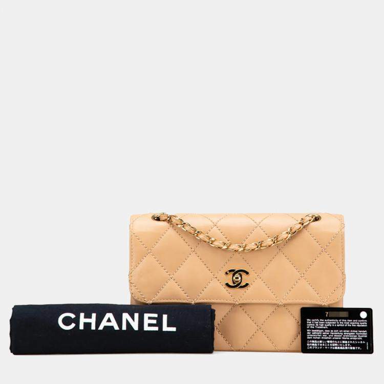 مملوكة مسبقًا Chanel Wild Stitch Coco Mark Chain Beige Calfskin Leather Shoulder Bag