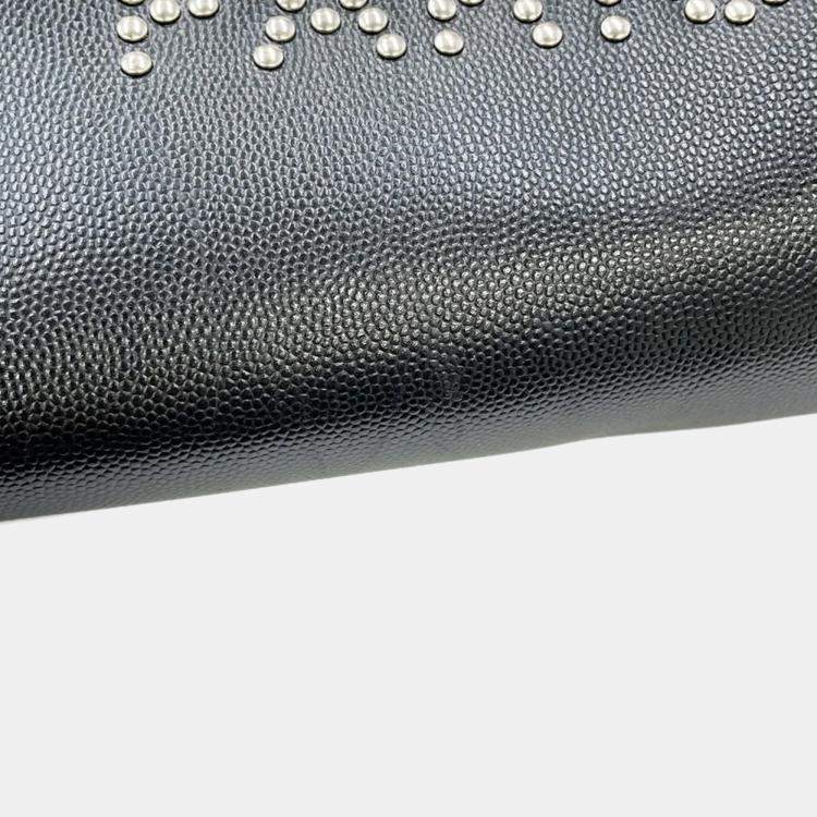 Pre Owned Chanel Deauville Coco Mark Studded Large Caviar Leather Tote Bag Black