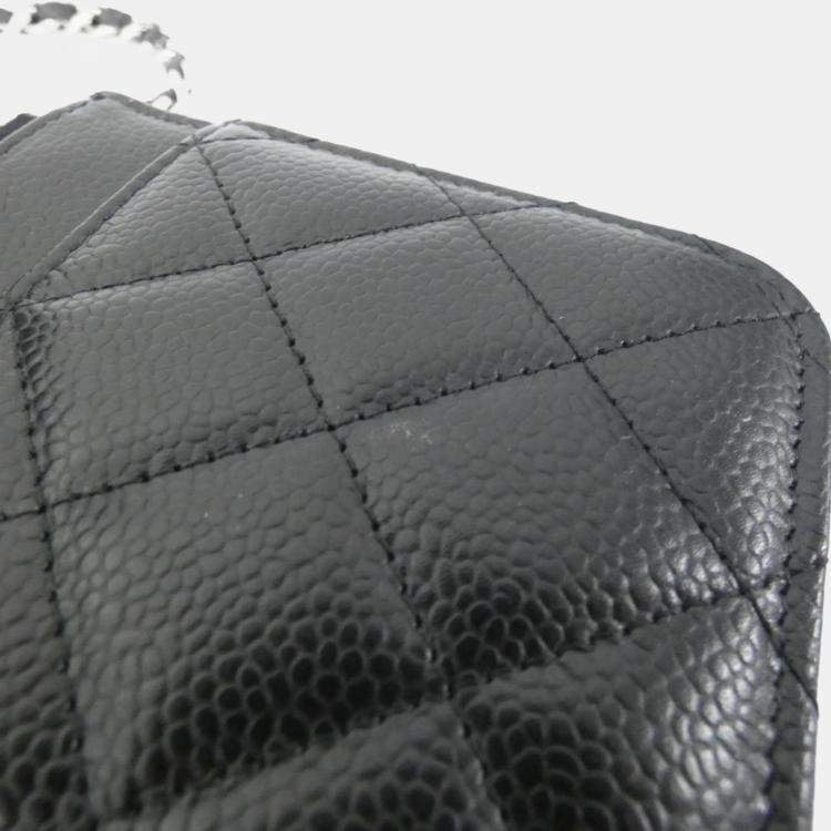 Pre Owned Chanel Timeless Classic Black Caviar Leather Wallet on Chain