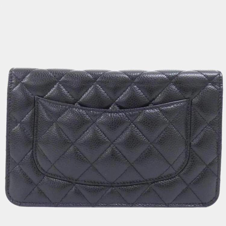 Pre Owned Chanel Timeless Classic Grained Calfskin Leather Wallet on Chain