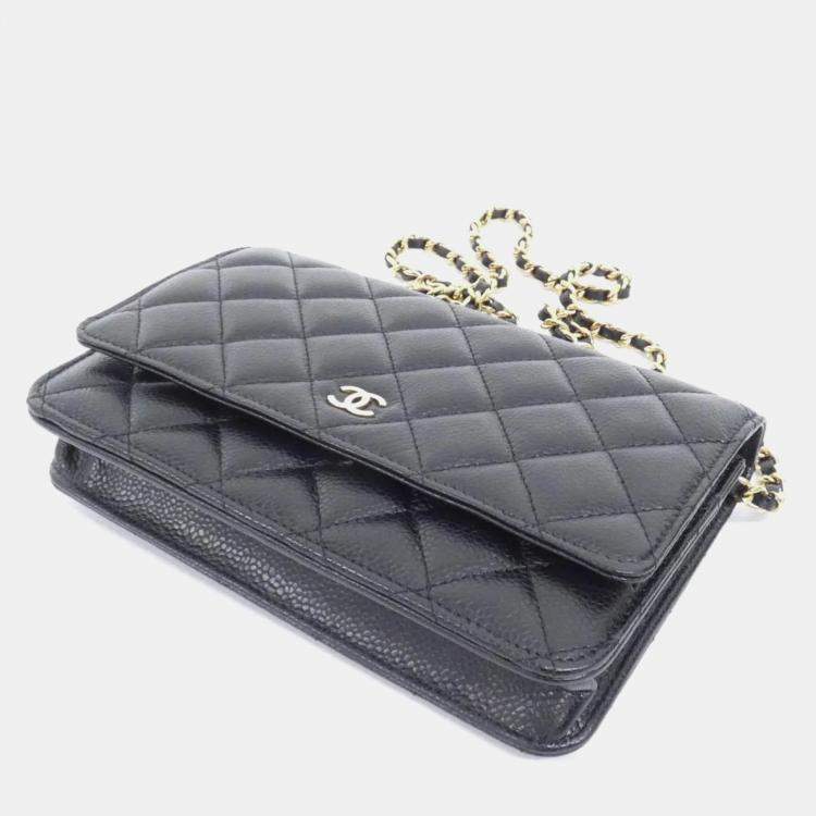 Pre Owned Chanel Timeless Classic Grained Calfskin Leather Wallet on Chain