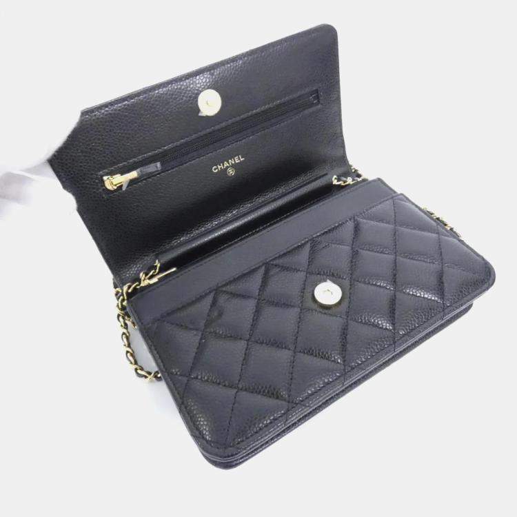 Pre Owned Chanel Timeless Classic Grained Calfskin Leather Wallet on Chain