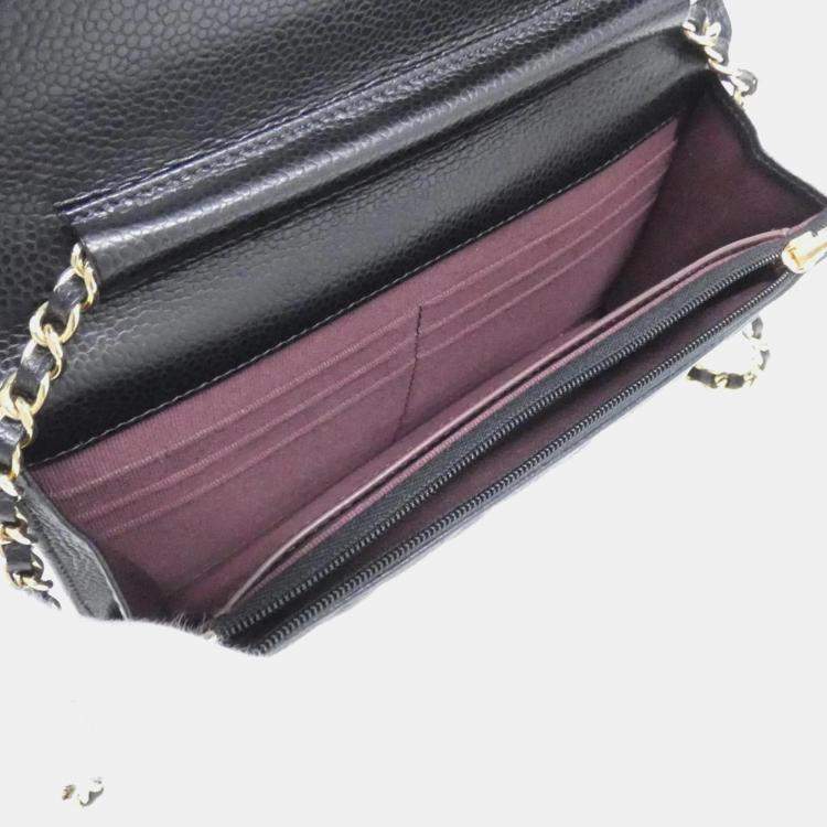 Pre Owned Chanel Timeless Classic Grained Calfskin Leather Wallet on Chain