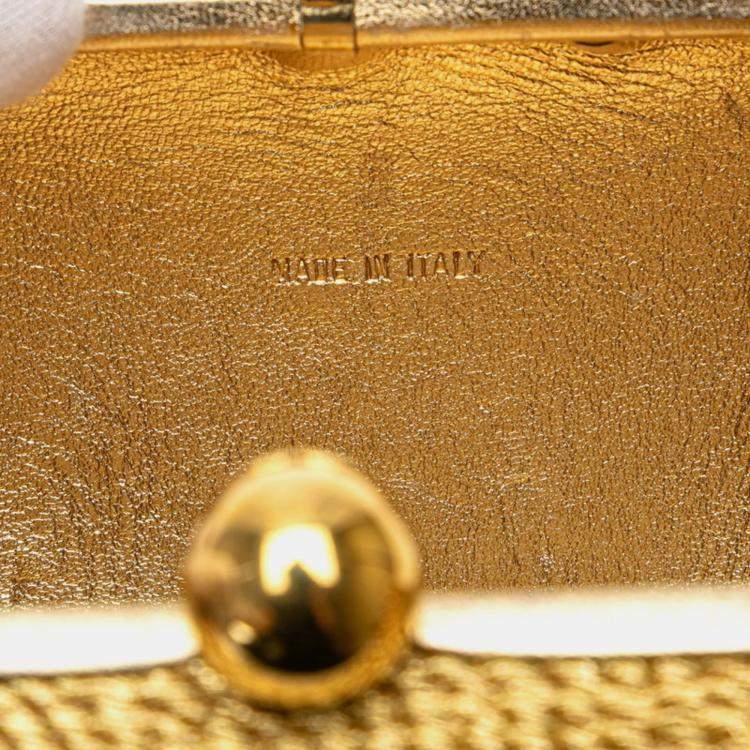 Pre Owned Chanel Coco Mark Chain One-Shoulder Bag In Gold Glitter Canvas And Leather