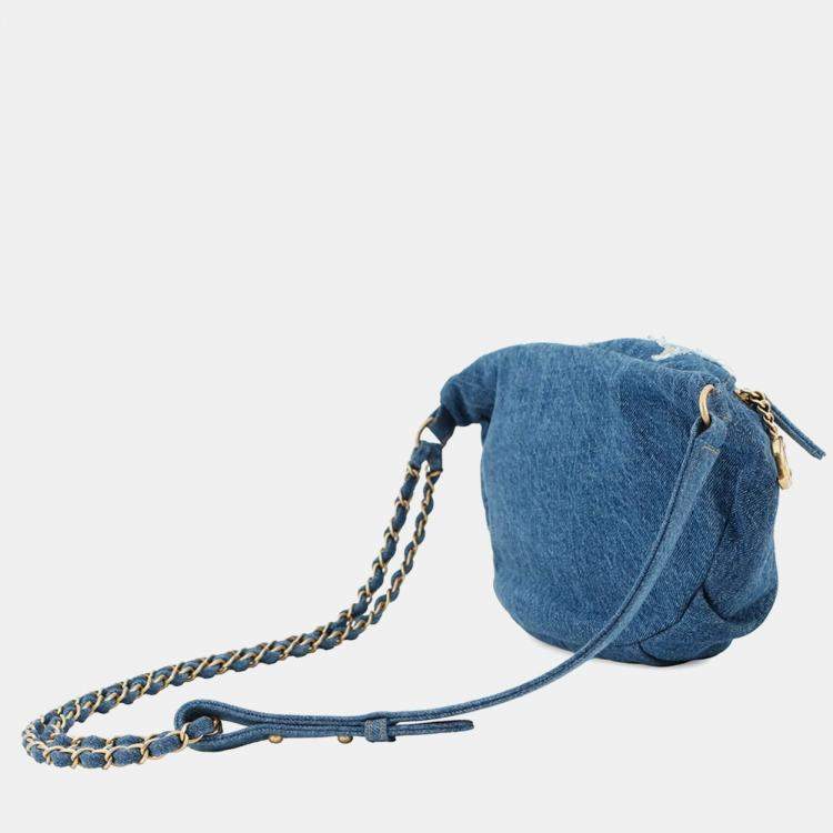 Pre Owned Chanel Blue Denim Crossbody Bag