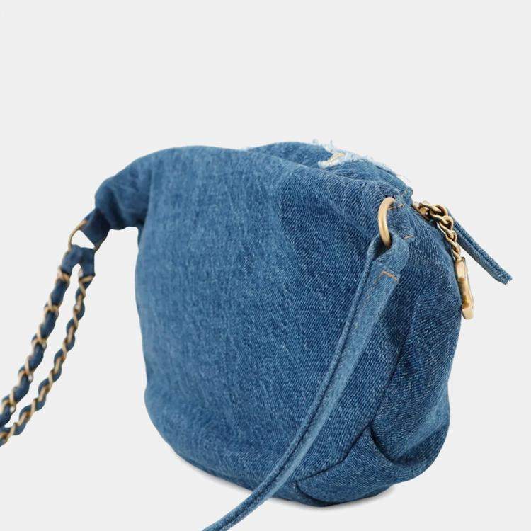 Pre Owned Chanel Blue Denim Crossbody Bag