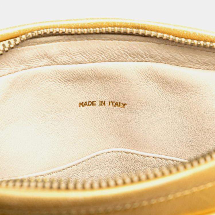 Pre Owned Chanel Matelasse Coco Mark Ball Chain Shoulder Bag In Gold Lambskin