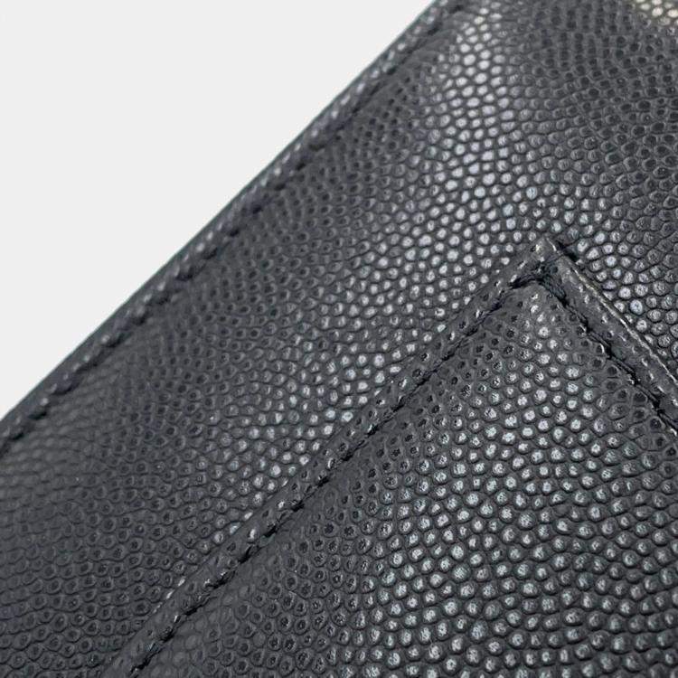 Pre Owned Chanel Coco Black Grained Calfskin Leather Wallet on Chain