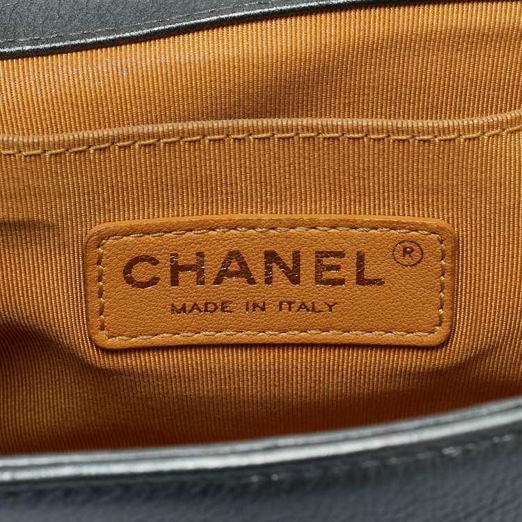 Pre Owned Chanel Boy Medium Metallic Grey Quilted Leather Flap Bag